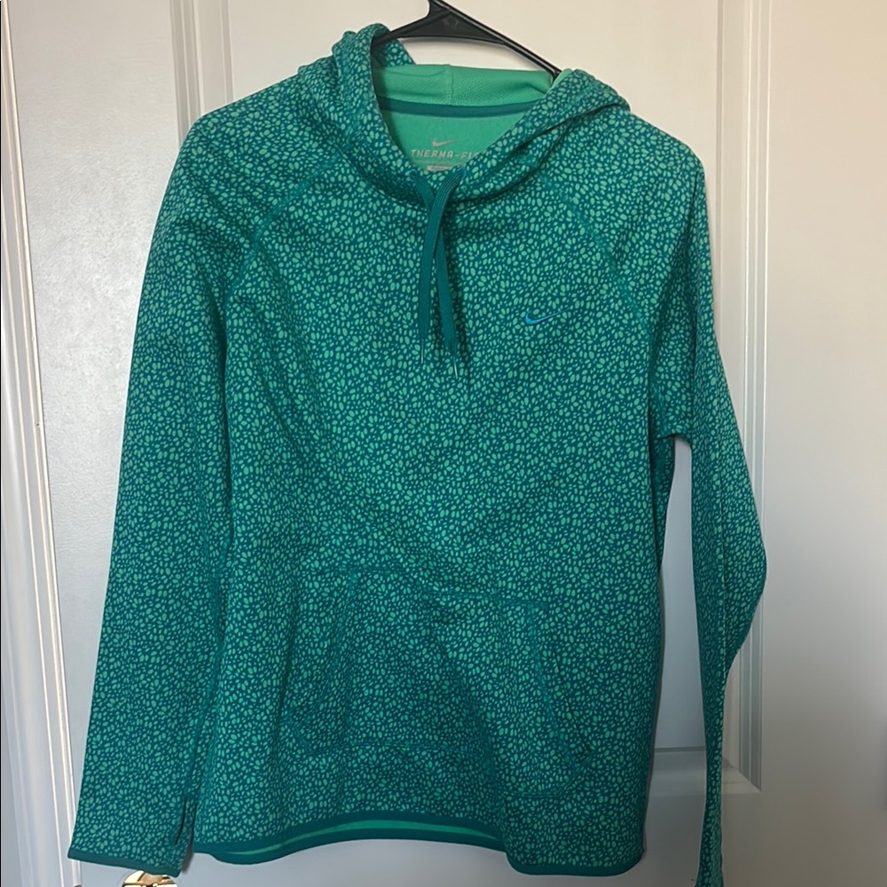 Nike Women's Green Patterned Hoodie